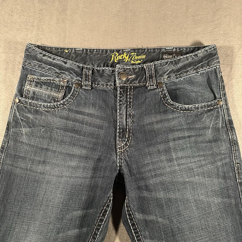 Wrangler Rock 47 MRB470A Jeans Blue Mens 36x30 Cotton Slim Boot Y2K Western - Picture 4 of 9